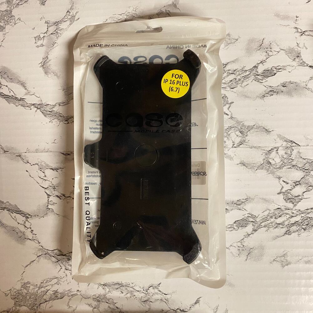 New Iphone 16 Plus 6.7 Black Plastic Defender Clip Mobile Cell Phone Case